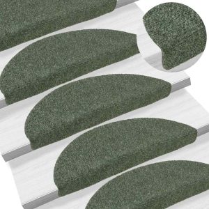 Covorașe scări autoadezive 5 buc,verde,56x17x3cm cusătură punch