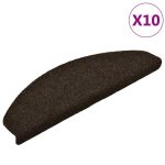 Covorașe scări autoadezive 10 buc. maro, 65x21x4 cm perforate
