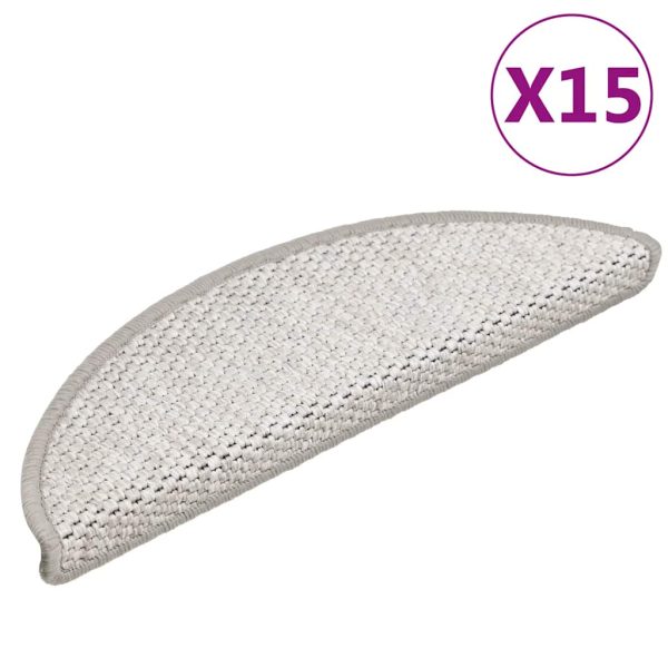 Covoraș scări autoadeziv aspect sisal 15 buc. platină 56x17x3cm