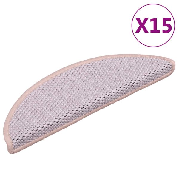 Covorașe scări autoadezive 15 buc. roz, 56x17x3cm aspect sisal