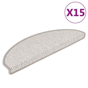 Covoraș scări autoadeziv 15 buc platină 65x21x4 cm aspect sisal
