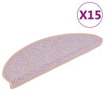 Covorașe scări autoadezive 15 buc. roz 65x21x4 cm aspect sisal