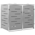 Magazie pentru două pubele, 138×77,5×112,5 cm, oțel inoxidabil