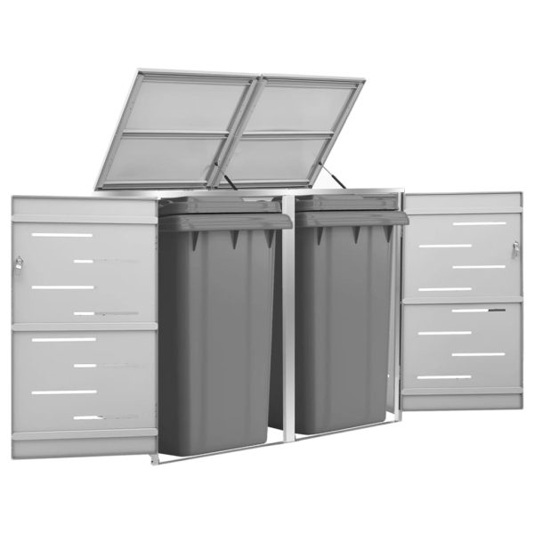 Magazie pentru două pubele, 138×77,5×112,5 cm, oțel inoxidabil