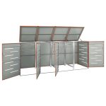 Magazie pentru patru pubele 276,5×77,5×112,5 cm oțel inoxidabil