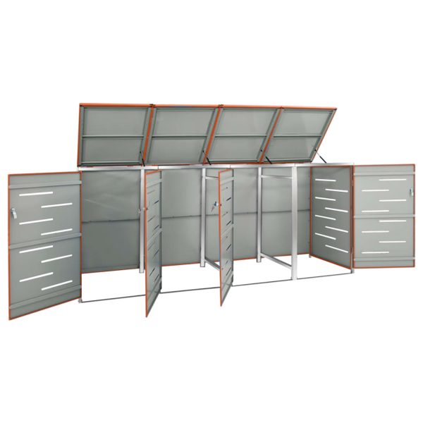 Magazie pentru patru pubele 276,5×77,5×112,5 cm oțel inoxidabil