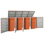 Magazie pentru patru pubele 276,5×77,5×112,5 cm oțel inoxidabil