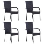 Set mobilier de grădină, 5 piese, negru