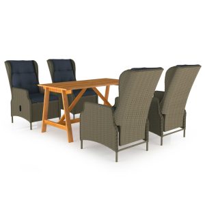 Set mobilier de grădină, 5 piese, maro