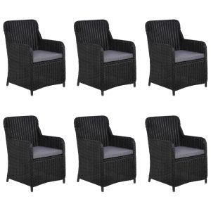 Set mobilier de grădină, 7 piese, negru