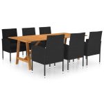 Set mobilier de grădină, 7 piese, negru