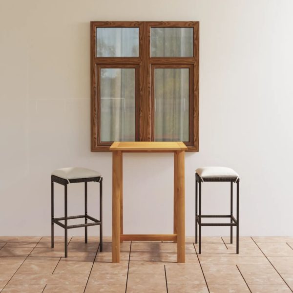 Set mobilier de bar de gradină cu perne, 3 piese, maro