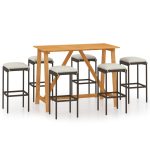 Set mobilier de bar de gradină cu perne , 7 piese , maro