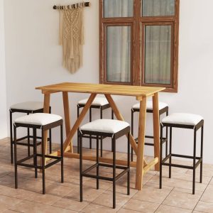 Set mobilier de bar de gradină cu perne