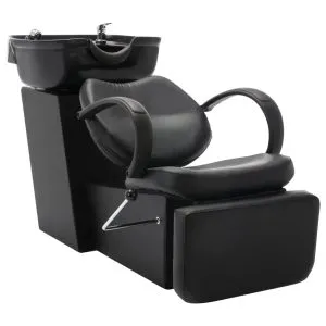 Scaun salon șamponare, cu lavoar, negru, piele ecologică