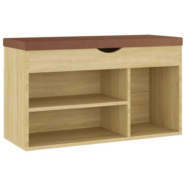 Pantofar cu pernă, stejar sonoma, 80x30x47 cm, lemn prelucrat