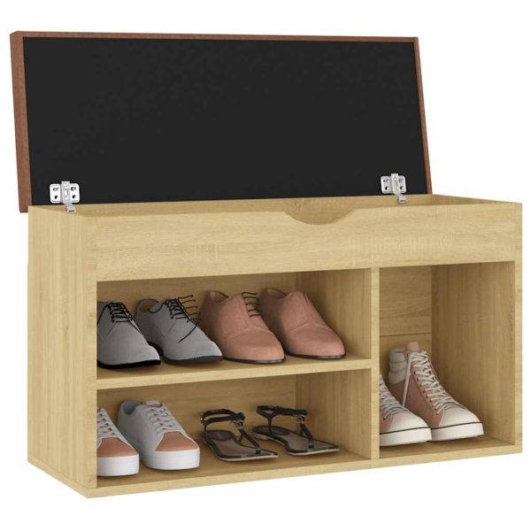 Pantofar cu pernă, stejar sonoma, 80x30x47 cm, lemn prelucrat
