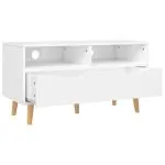Comodă TV, alb extralucios, 90x40x48,5 cm, lemn prelucrat