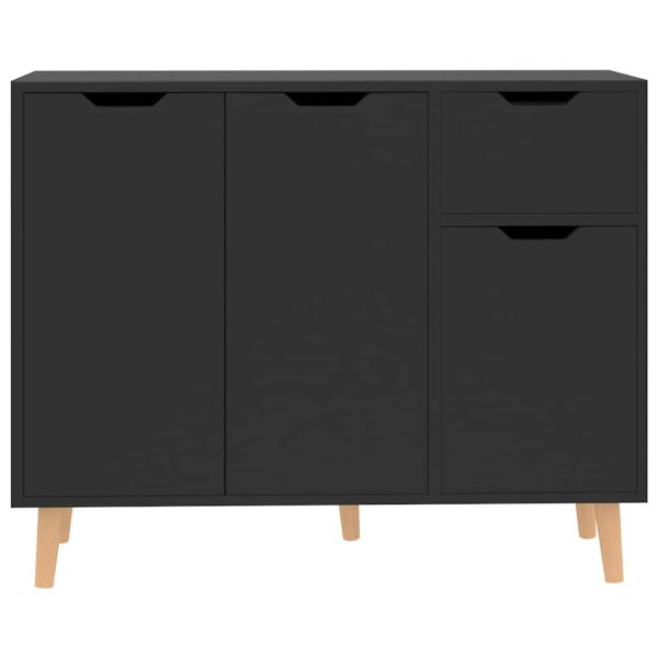 Servantă, negru extralucios, 90x30x72 cm, lemn prelucrat