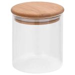 Borcane din sticlă depozitare, capac de bambus, 10 buc., 600 ml
