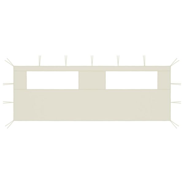Perete lateral foișor cu ferestre, 6×2 m, crem
