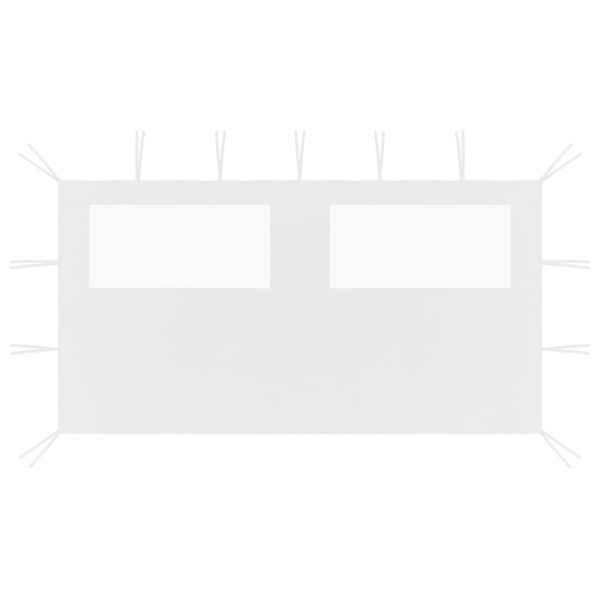 Perete lateral foișor cu ferestre, alb, 4×2 m