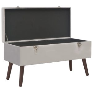 Banchetă cu compartiment de depozitare, gri, 80 cm, catifea