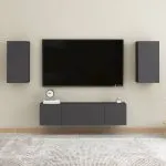 Comodă TV, gri, 30,5x30x60 cm, lemn prelucrat