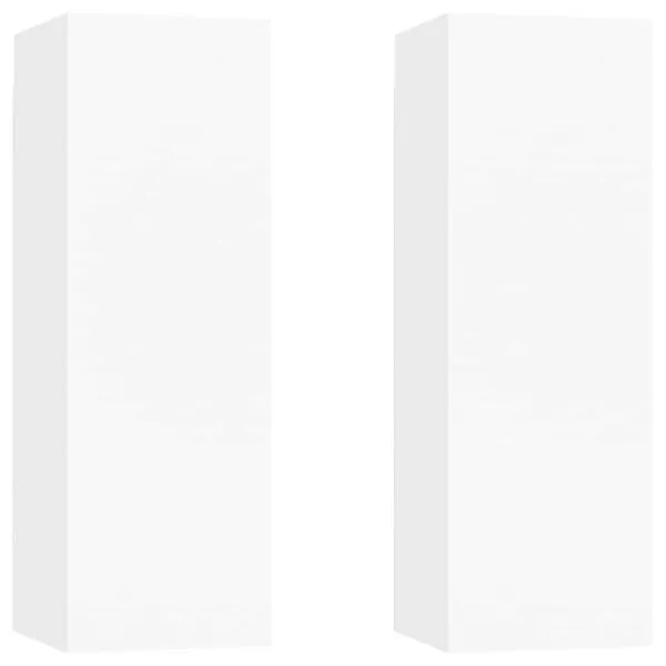 Comode TV, 2 buc., alb, 30,5x30x90 cm, lemn prelucrat