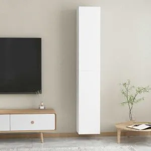Comode TV, 2 buc., alb, 30,5x30x90 cm, lemn prelucrat
