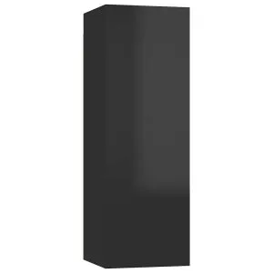 Comodă TV, negru extralucios, 30,5x30x90 cm, lemn prelucrat