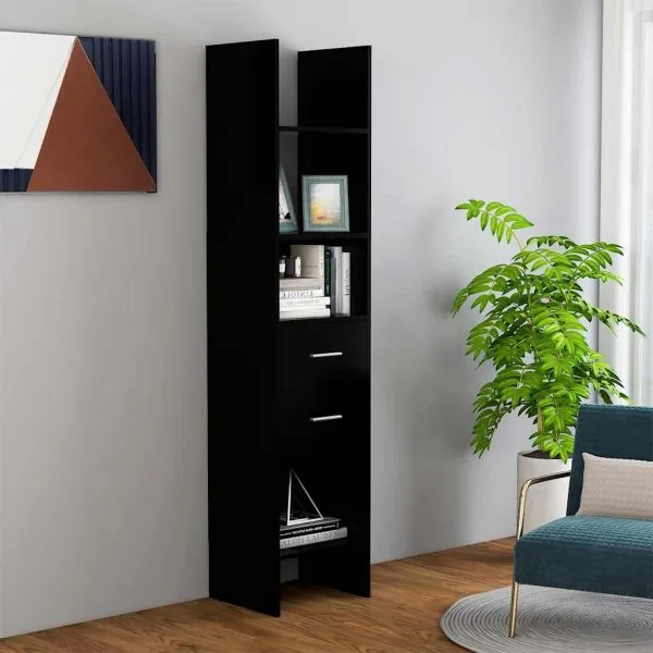 Bibliotecă, negru, 40x35x180 cm, lemn prelucrat