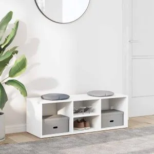 Banca depozitare pentru pantofi alb 105x35x35 cm lemn prelucrat