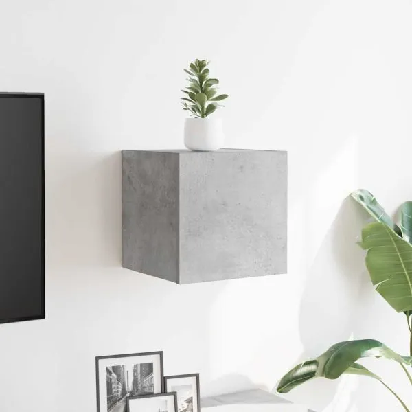 Dulap TV montaj pe perete, gri beton, 30,5x30x30 cm