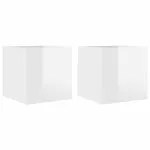 Dulapuri TV suspendate, 2 buc., alb extralucios, 30,5x30x30 cm