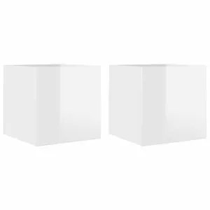 Dulapuri TV suspendate, 2 buc., alb extralucios, 30,5x30x30 cm