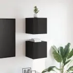 Dulapuri TV suspendate 2 buc. negru extralucios 30,5x30x30 cm