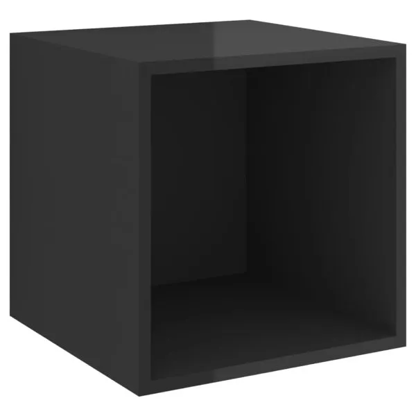 Dulap de perete, negru extralucios, 37x37x37 cm, PAL