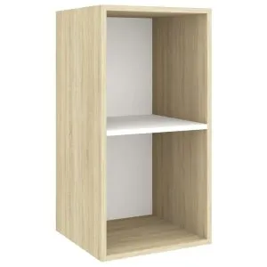 Dulap TV montat pe perete, stejar Sonoma și alb 37x37x72 cm PAL