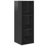 Dulap TV montat pe perete, gri extralucios, 37x37x107 cm, PAL