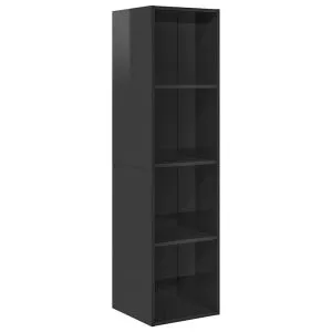 Dulap TV montat pe perete, gri extralucios, 37x37x142,5 cm, PAL