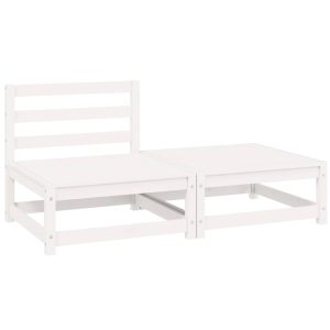 Set mobilier de grădină, 2 piese, alb, lemn masiv de pin