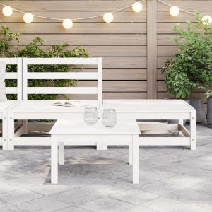 Set mobilier de grădină, 2 piese, alb, lemn masiv de pin