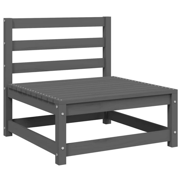 Set mobilier de grădină, 3 piese, gri, lemn masiv de pin