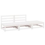 Set mobilier de grădină, 3 piese, alb, lemn masiv de pin