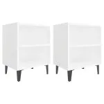 Noptiere cu picioare metalice, 2 buc, alb, 40x30x50 cm