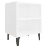 Noptiere cu picioare metalice, 2 buc, alb, 40x30x50 cm