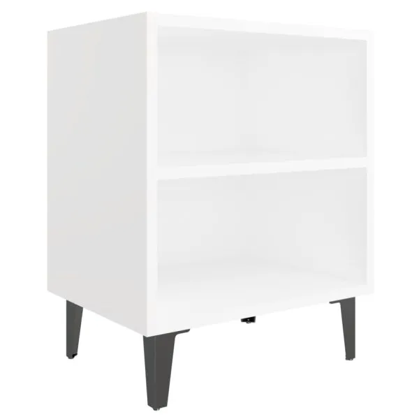 Noptiere cu picioare metalice, 2 buc, alb, 40x30x50 cm