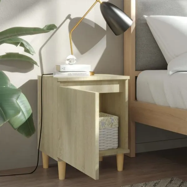 Noptiere picioare lemn masiv 2 buc., stejar sonoma, 40x30x50 cm