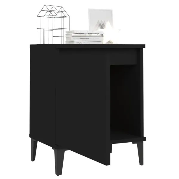Noptiere cu picioare metalice, negru, 40x30x50 cm